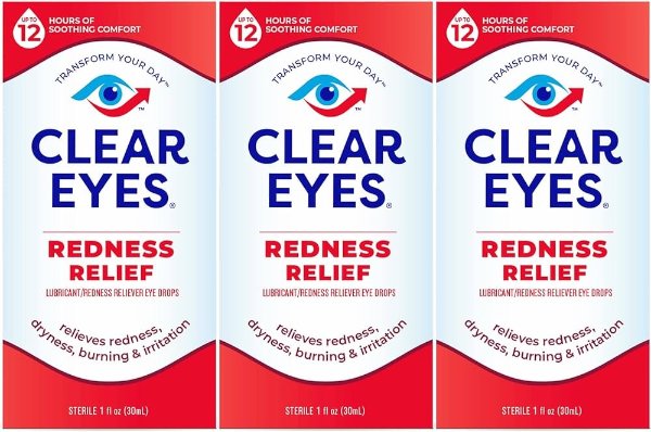 Redness Eye Relief Eye Drops, 1.0 Fl Oz, Pack of 3