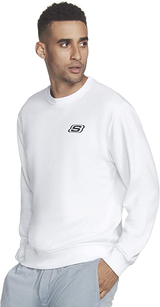 男士休闲卫衣Skechers Men's Heritage II Crewneck Pullover Sweatshirt, White, M at Amazon Men’s Clothing store