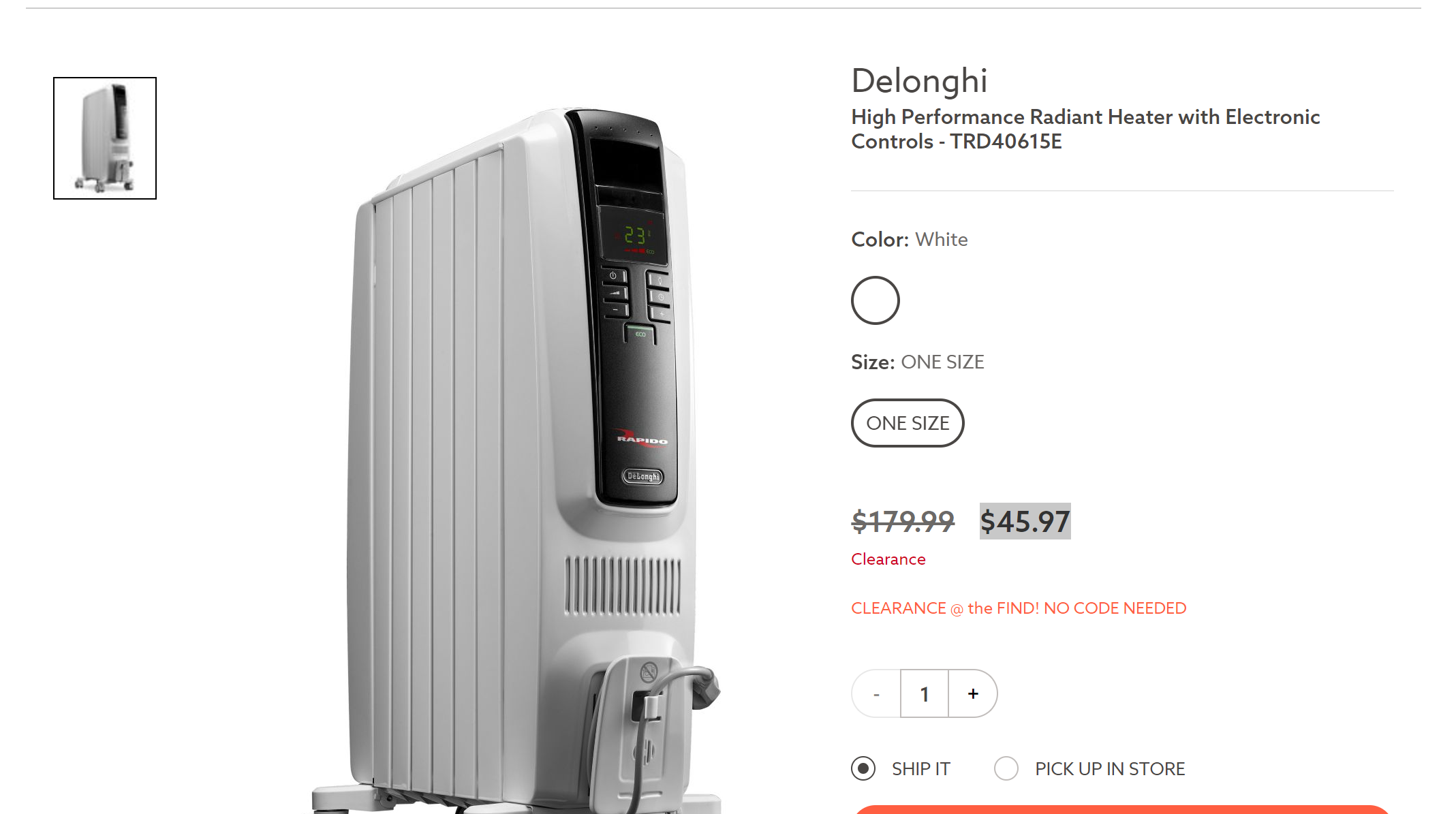 DeLonghi TRD40615E 高效电热器