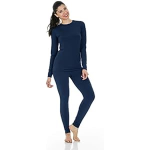 HEROBIKER Thermal Underwear Women Ultra-Soft Set Base Layer Top & Bottom Long Johns with Warm Lined Winter Blue at Amazon Women’s Clothing store防寒内衣裤