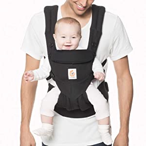 Amazon.com : Ergobaby Omni 360 婴儿背带All-Position Baby Carrier for Newborn to Toddler with Lumbar Support (7-45 Pounds), Pure Black : Baby