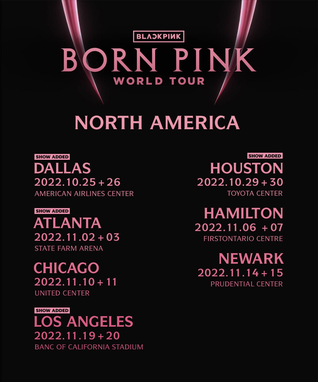 BLACKPINK WORLD TOUR [BORN PINK] 北美演唱會門票公開發售 7地14場