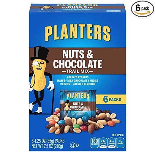 Planters Trail Mix, Nuts and Chocolate MandMs
