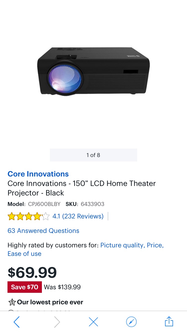 Core Innovations 150” LCD Home Theater Projector Black CPJ600BLBY - Best Buy 投影仪