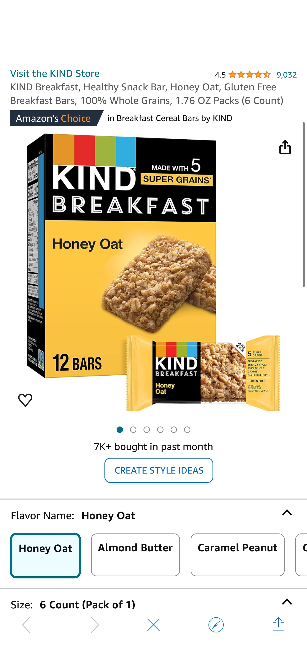 Amazon.com: KIND Breakfast, Healthy Snack Bar, Honey Oat, Gluten Free Breakfast Bars, 100% Whole Grains, 1.76 OZ Packs (6 Count)