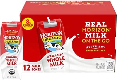 Horizon Organic Whole Milk Single, 8 Fl Oz (Pack of 12): Amazon.com: Grocery & Gourmet Food 纯牛奶