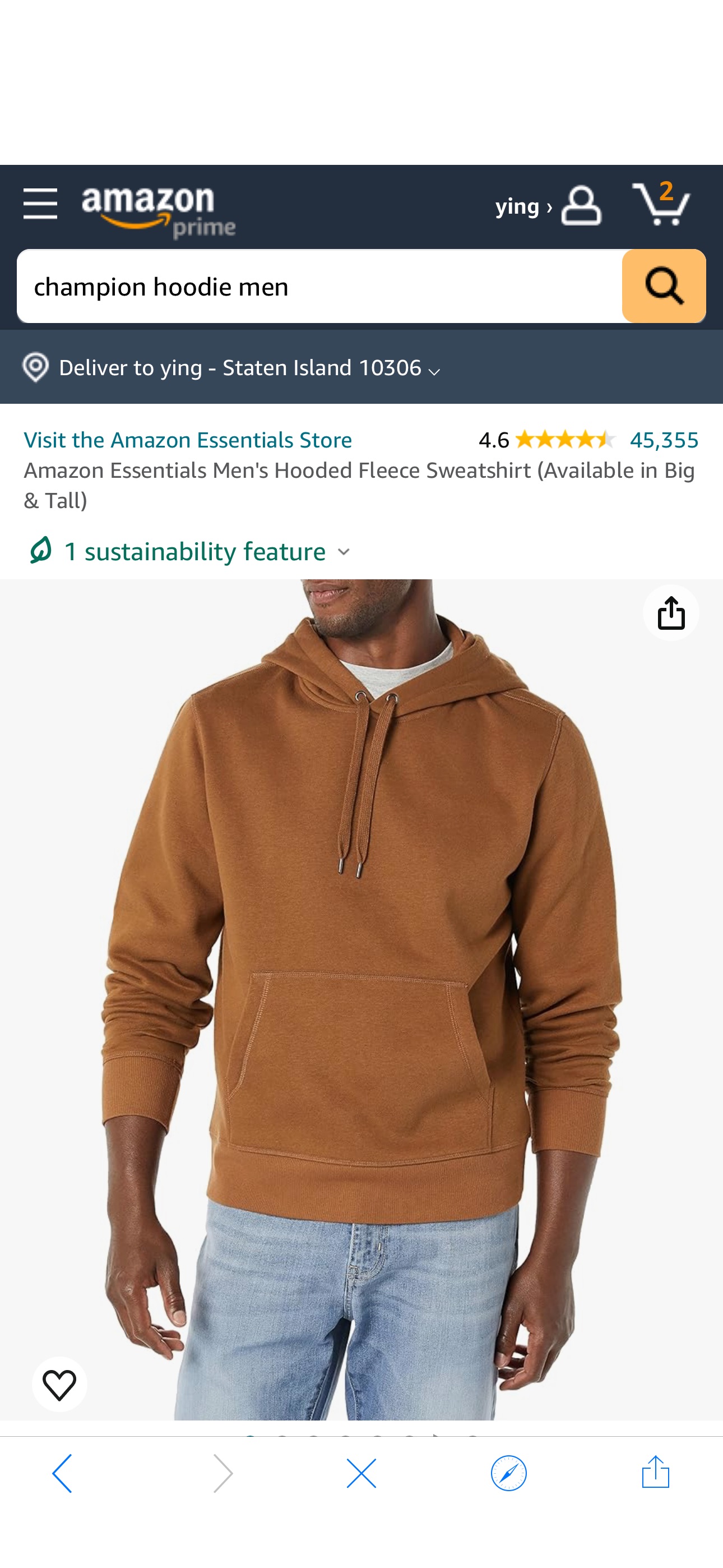 Amazon.com: Amazon Essentials Men's Hooded Fleece Sweatshirt (Available in Big & Tall), Toffee Brown, X-Small : Clothing, Shoes & Jewelry