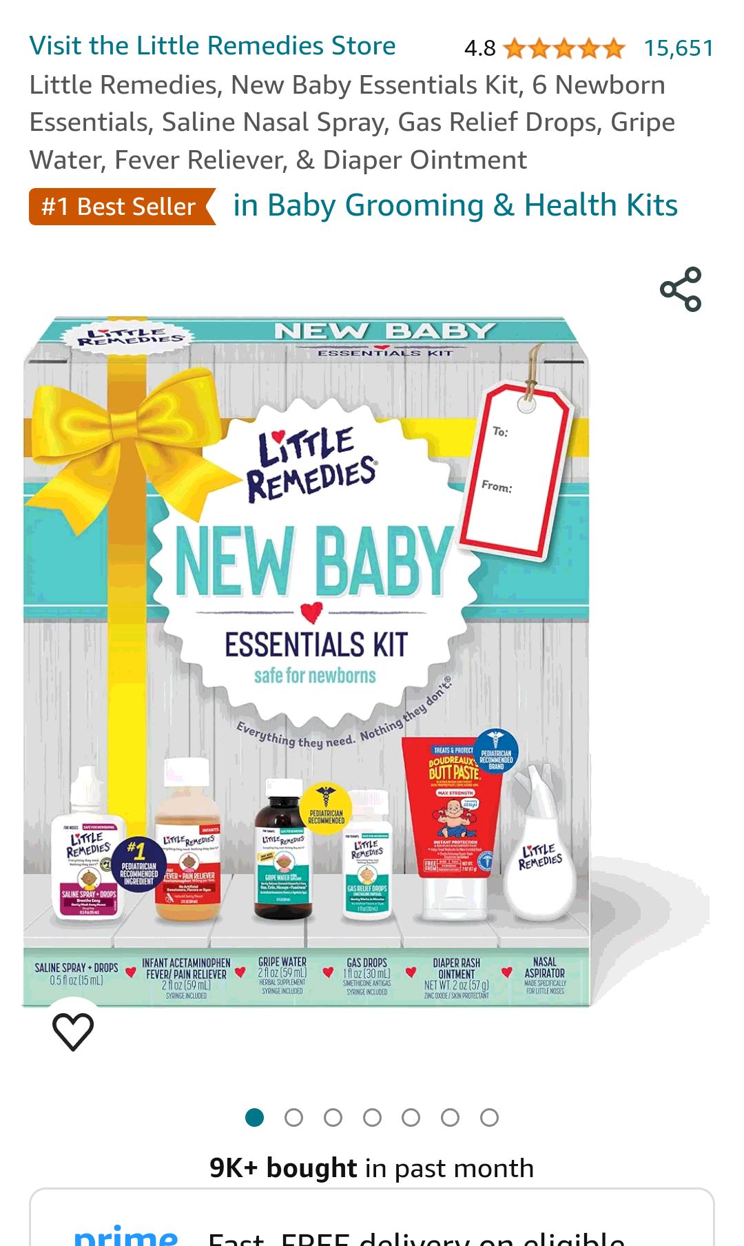 Little Remedies, New Baby Essentials Kit, 6 Newborn Essentials, Saline Nasal Spray, Gas Relief Drops, Gripe Water, Fever Reliever, & Diaper Ointment : Baby