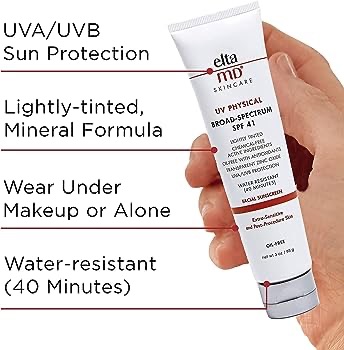 EltaMD UV Physical Tinted Mineral Sunscreen, Broad-Spectrum SPF 41, Chemical-Free Face Sunscreen for Sensitive Skin and Post-Procedure Skin, Non-Greasy, 3.0 oz : Amazon.ca: Beauty & Personal Care