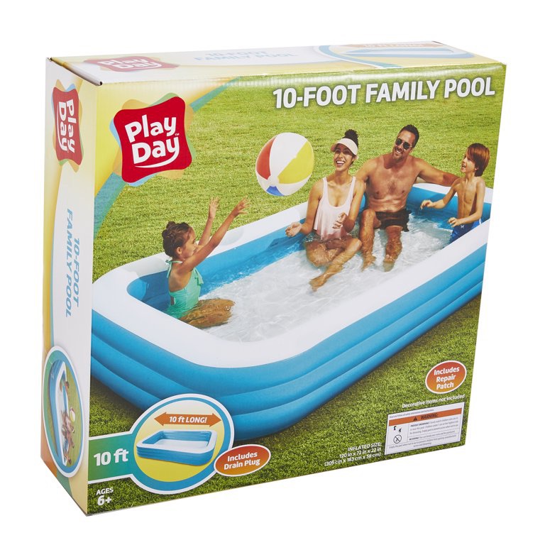 Play Day Rectangular Inflatable Family Pool, 120" x 72" x 22" 充气游泳池