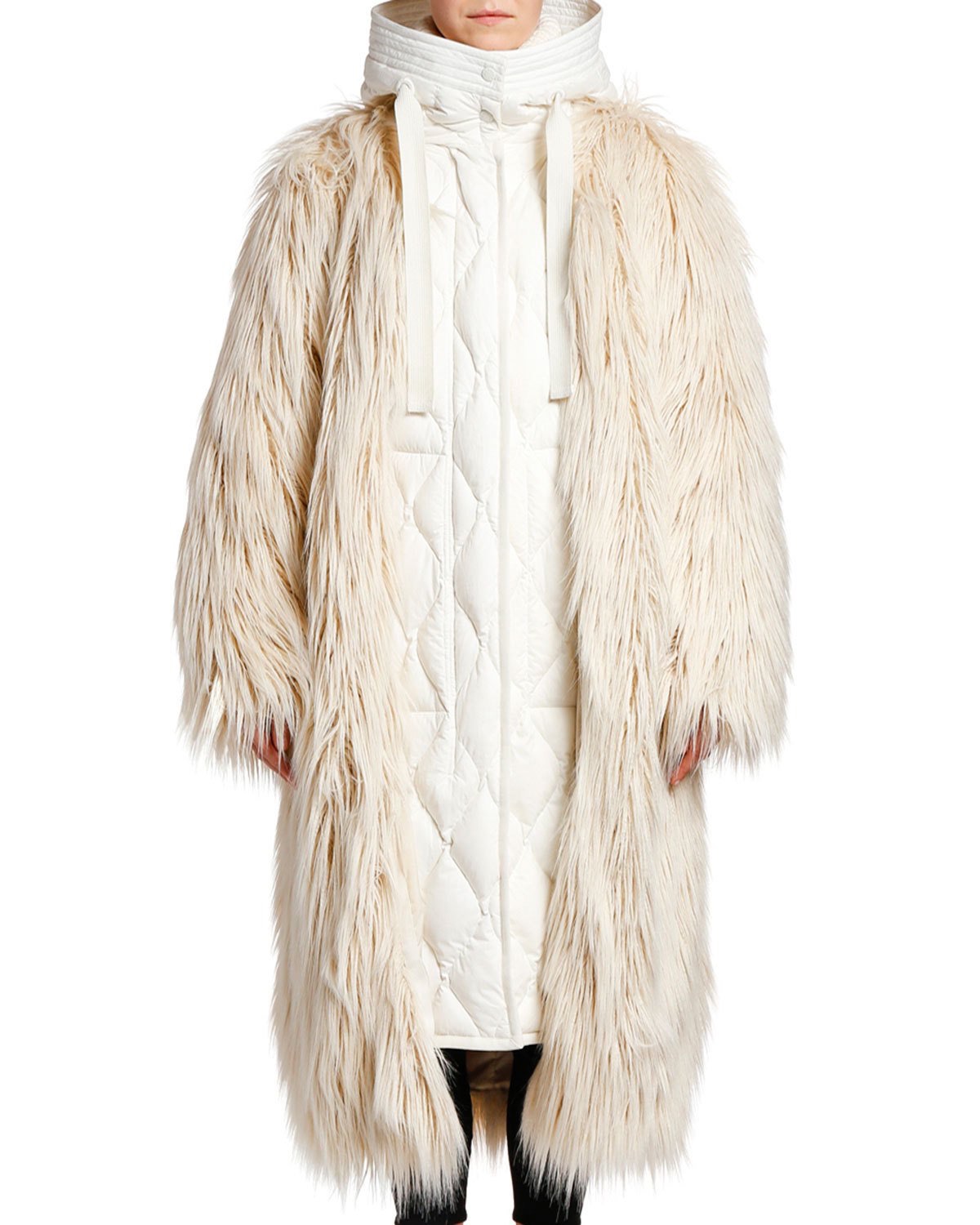 Moncler Bouregreg Oversized FauxFur Coat w/ Underlay | Neiman Marcus大衣