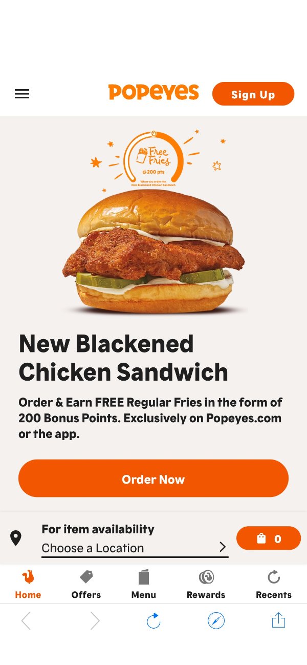 Popeyes Blackened Chicken Sandwich