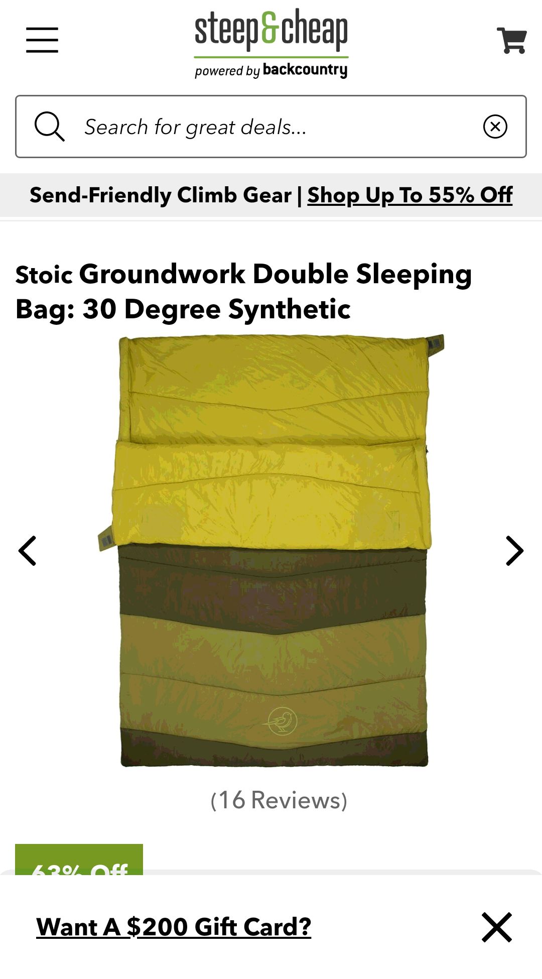 Stoic Groundwork Double Sleeping Bag: 30 Degree Synthetic | Steep & Cheap 睡袋