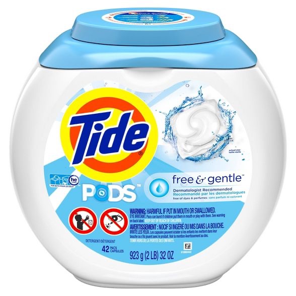 生活用品折扣Tide PODS Laundry Detergent Pacs Free & Gentle - 42ct : Target