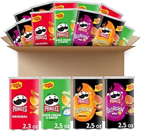 Potato Crisps Chips, Lunch Snacks, Office and Kids Snacks, Grab N' Go, Variety Pack (16 Cans)