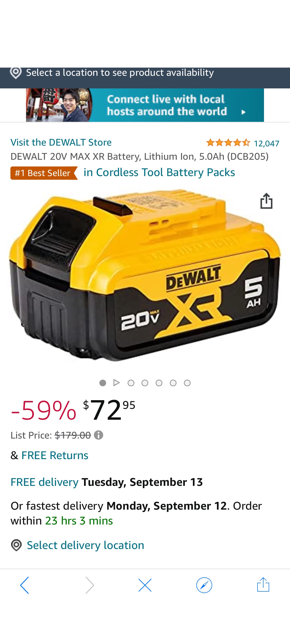 DEWALT 20V MAX XR Battery, Lithium Ion, 5.0Ah (DCB205) - - Amazon.com