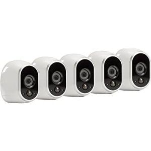Arlo 无线家庭安全监控系统| 夜视，室内/室外，高清视频，壁挂| 包括云存储| 5个摄像头套件