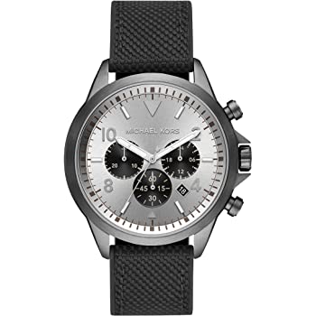 Amazon.com: Michael Kors Men&#39;s Stainless Steel Quartz Watch with Nylon Strap, Black, 22手表