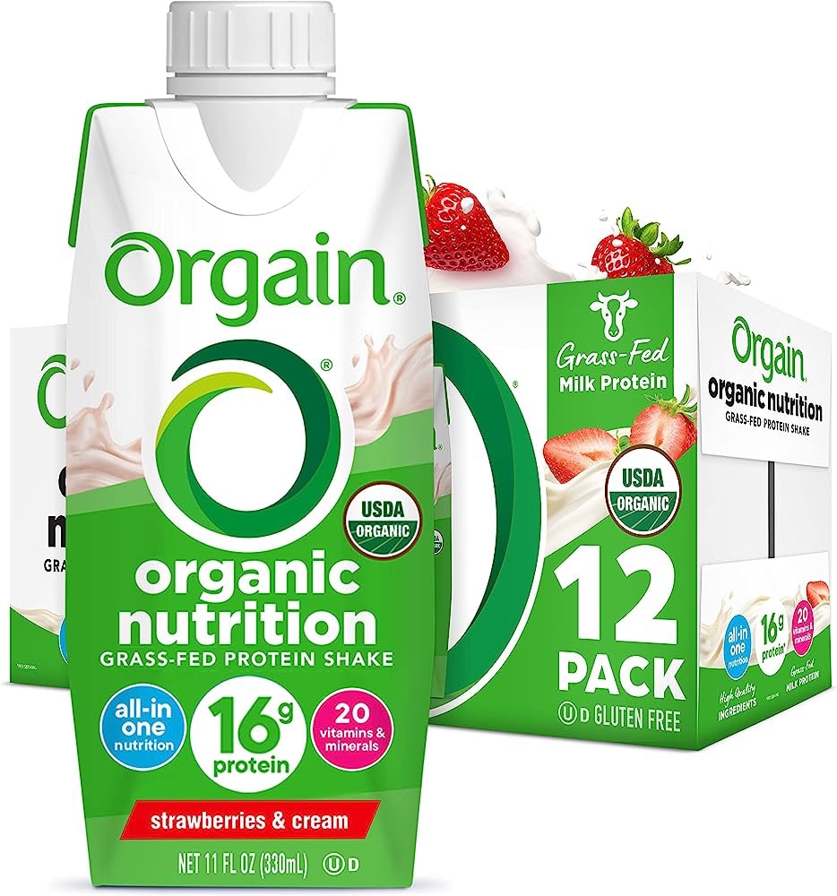 Amazon.com : Orgain Organic Nutritional Protein Shake, Strawberries & Cream - 16g Grass Fed Whey Protein,