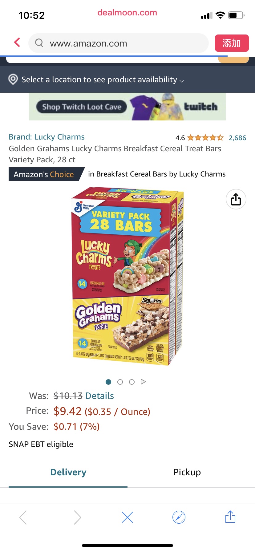 Amazon.com: Golden Grahams Lucky Charms Breakfast Cereal Treat Bars Variety Pack, 28 条早餐燕麦条ct