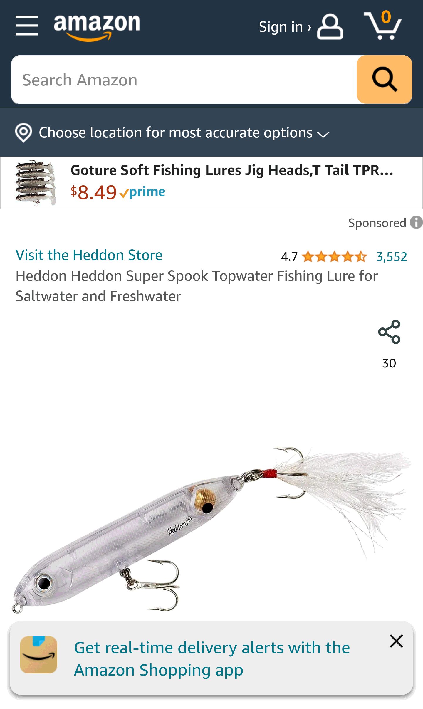 Amazon.com : Heddon Super Spook Topwater Fishing Lure for Saltwater and Freshwater, Clear - Feather Dressed, Feather Super Spook Jr (1/2 oz) : Sports & Outdoors