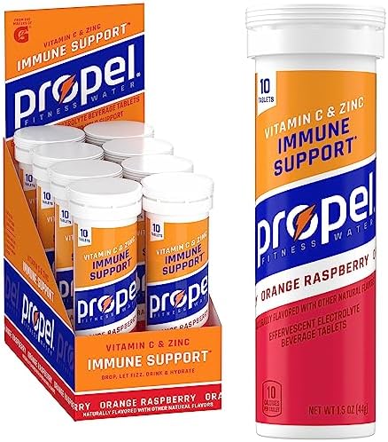 Amazon.com: Propel Immune Support Tablets, Orange Raspberry, Makes 16.9oz Fl Oz (Pack of 80) : Health &amp; Household