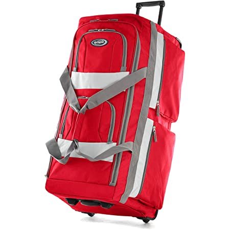 8 Pocket Rolling Duffel Bag, Red, 22 inch