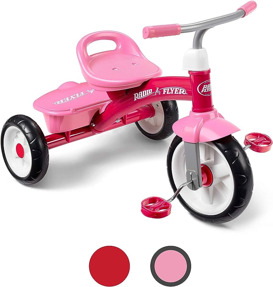 Amazon.com: Radio Flyer Pink Rider Trike, Outdoor Toddler Tricycle, Tricycle for Toddlers Age 3-5 (Amazon Exclusive), Toddler Bike
