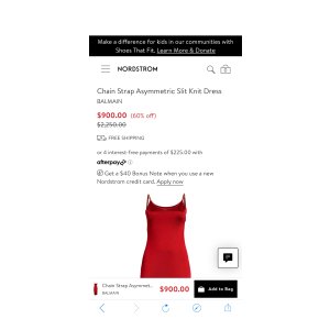 $900 Balmain Chain Strap Asymmetric Slit Knit Dress | Nordstrom