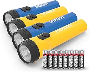 EVEREADY LED Flashlights (4-Pack), Bright Flashlights for Emergencies and Camping Gear, Flash Light with AA Batteries Included, Blue/Yellow (4-Pack) - Amazon.com
