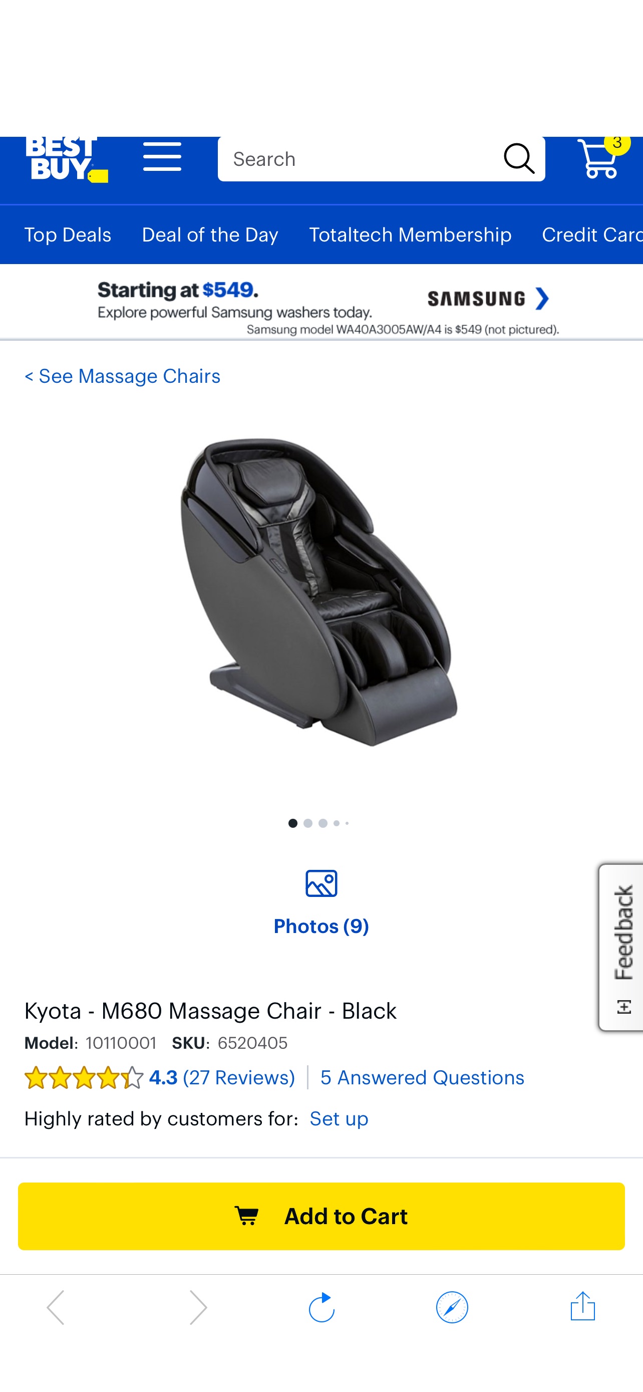 Kyota M680 Massage Chair Black 10110001 - Best Buy