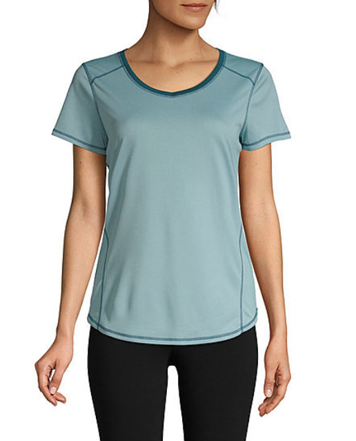 St. John's Bay Active Quick Dry-Womens V Neck Short Sleeve T-Shirt 白菜深V速干T恤