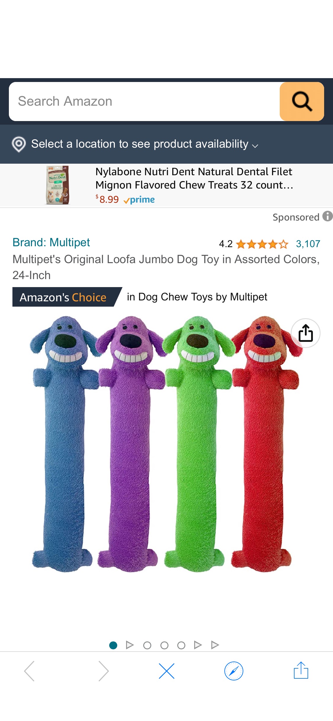 Pet Supplies : Pet Squeak Toys : Multipet's Original Loofa Jumbo Dog Toy in Assorted Colors, 24-Inch : Amazon.com