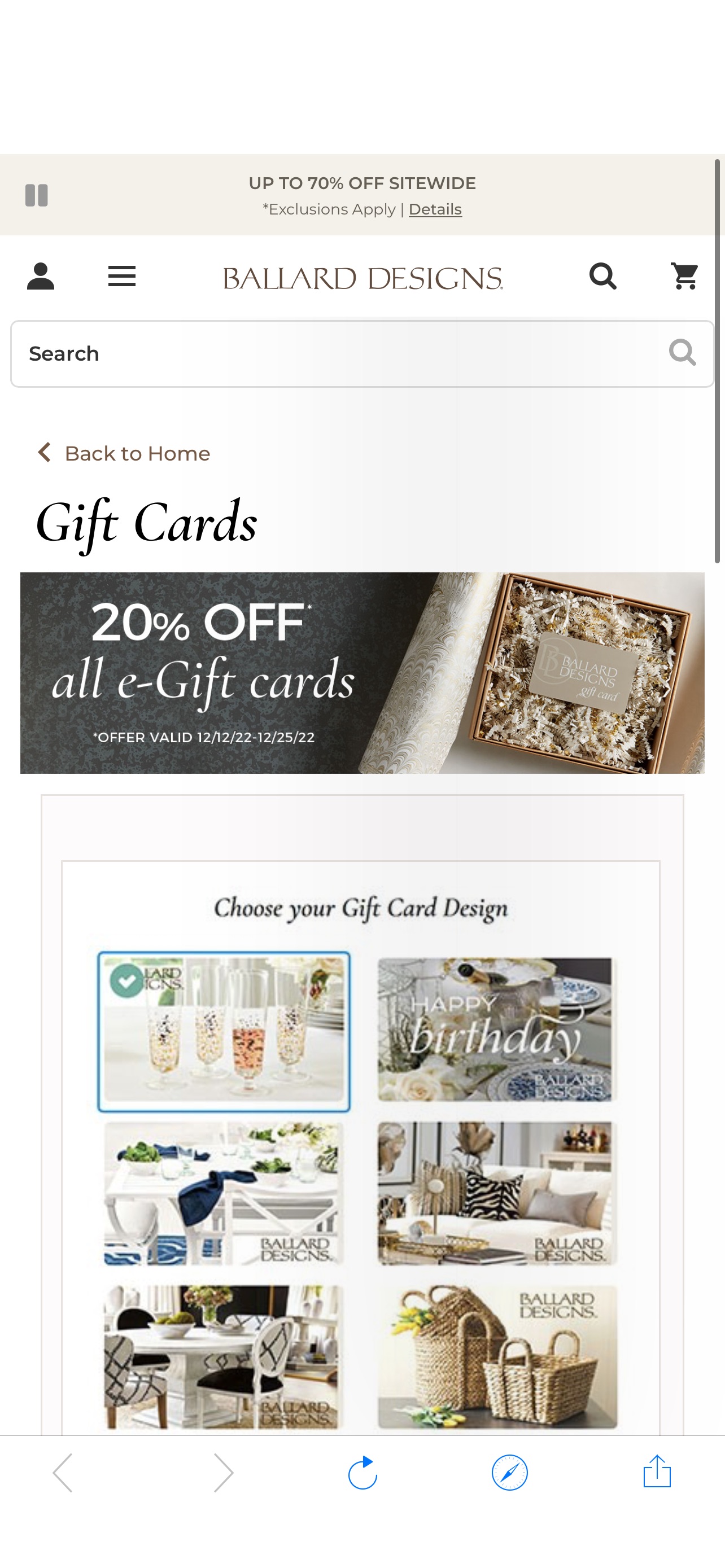 Gift & e Gift Cards Buy Instantly and Send Online | Ballard Designs