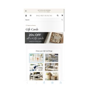 $0 Gift & e Gift Cards Buy Instantly and Send Online | Ballard Designs