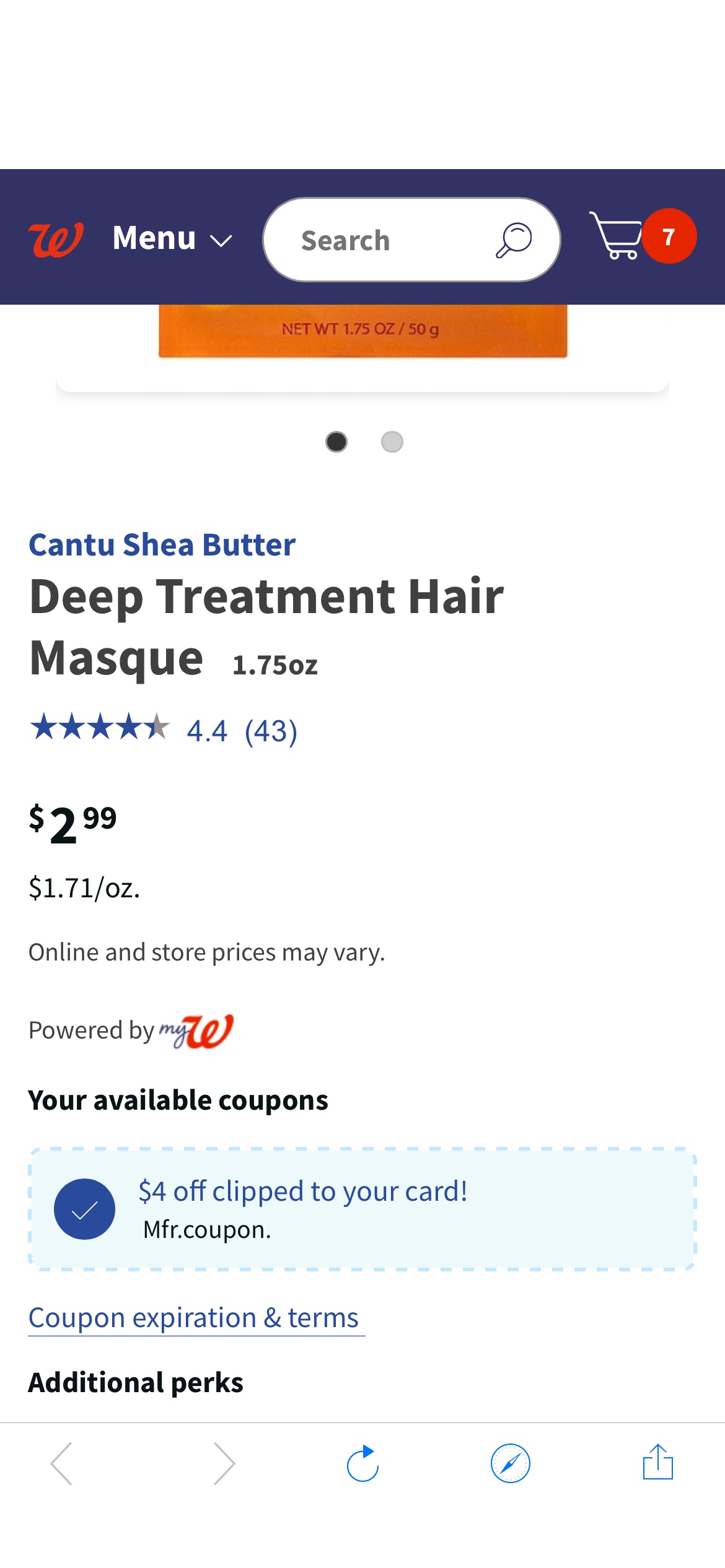Cantu Shea Butter Deep Treatment Hair Masque | Walgreens