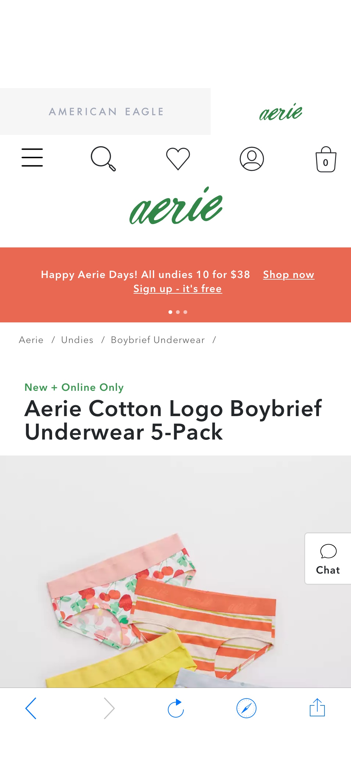 Aerie Cotton Logo Boybrief Underwear 5-Pack 50条$38