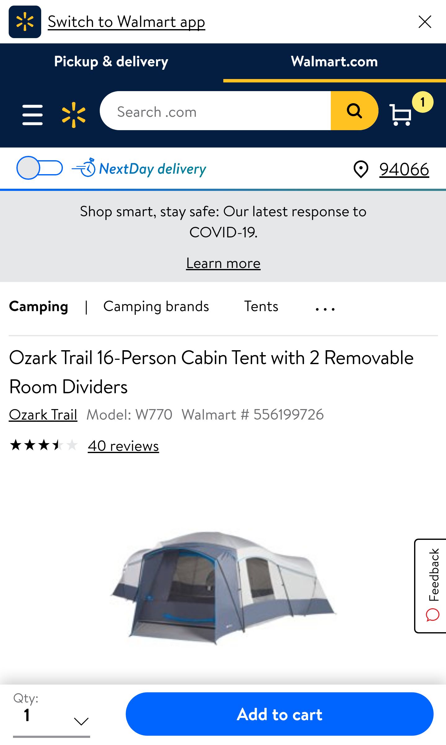 户外帐篷Ozark Trail 16-Person Cabin Tent with 2 Removable Room Dividers - Walmart.com - Walmart.com