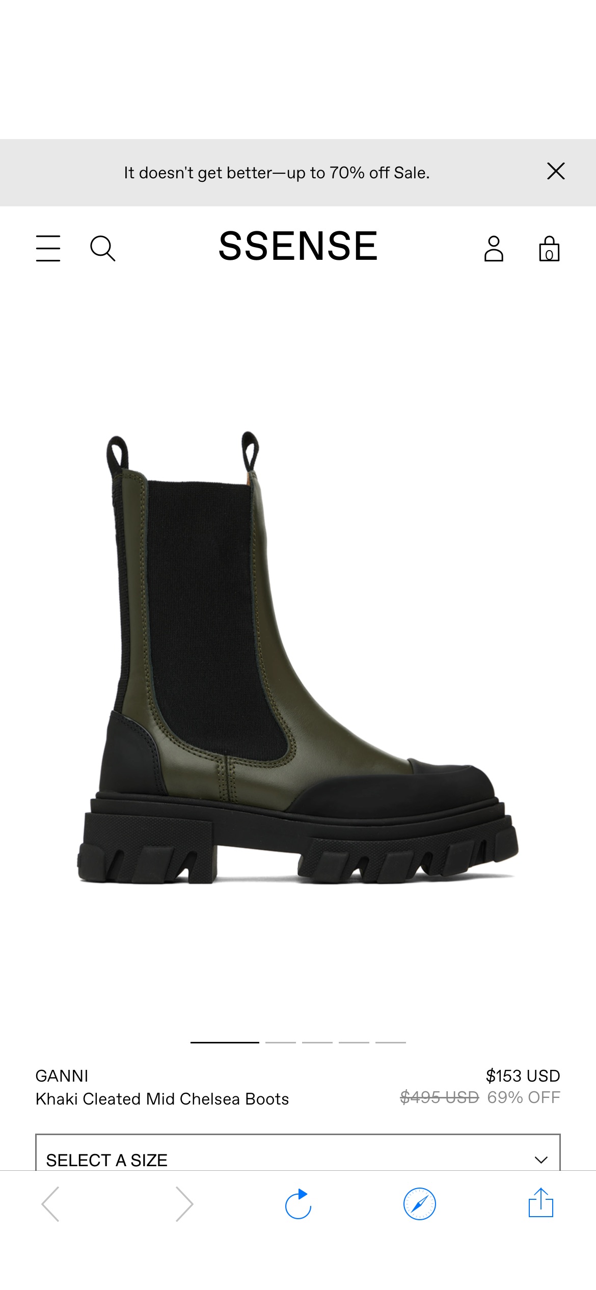 Khaki Cleated Mid Chelsea Boots by GANNI on Sale