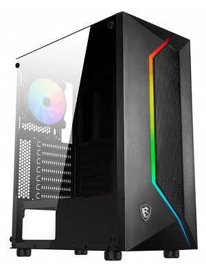 Amazon.com: MSI Mid-Tower PC Gaming Case – Tempered Glass Side Panel – 1 x 120mm aRGB Fan –1 x 120mm Fan – Liquid Cooling Support up to 240mm Radiator x 1 – MAG Vampiric 100R : Electronics