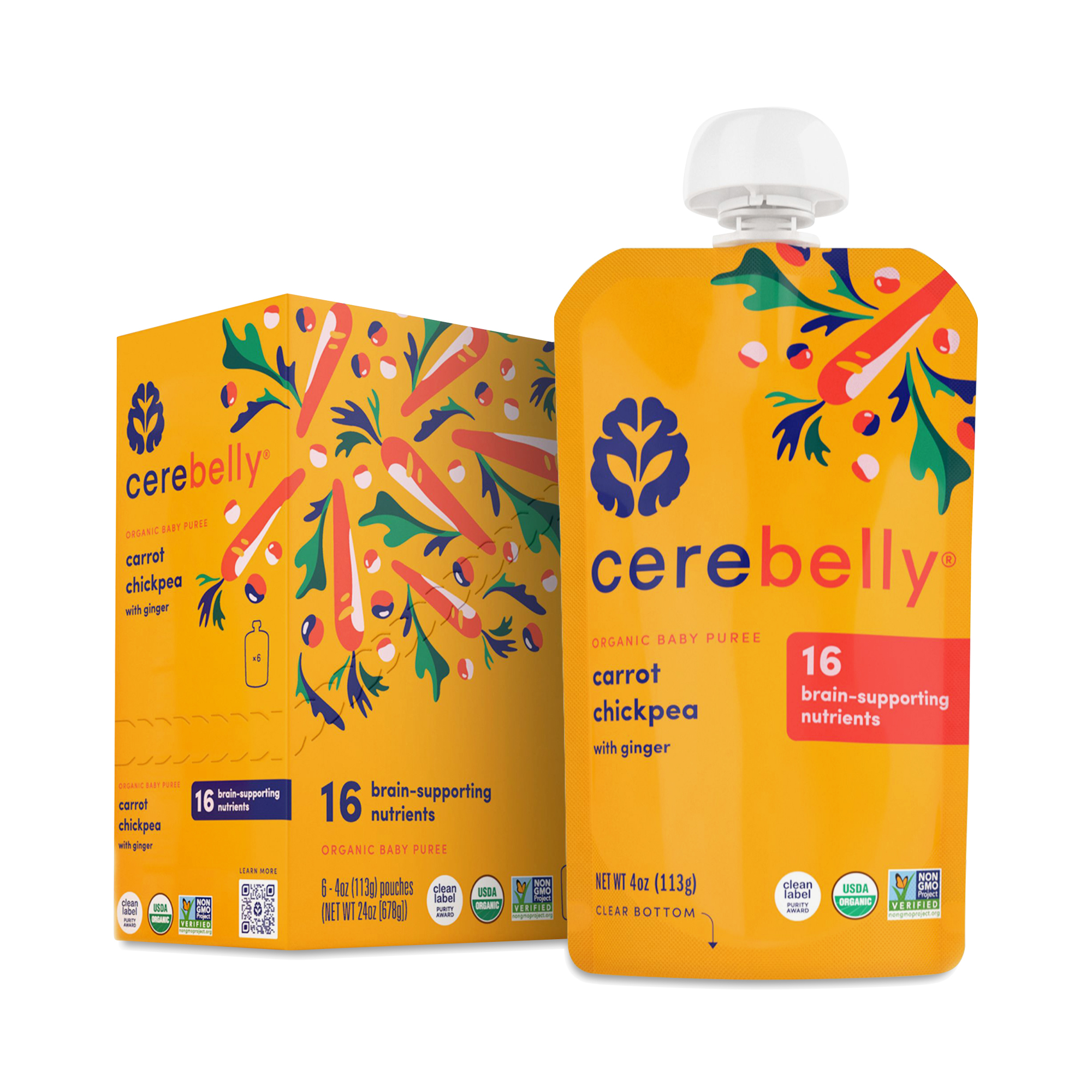 Cerebelly Organic Baby Food, Carrot &amp; Chickpea with Ginger | Thrive Market