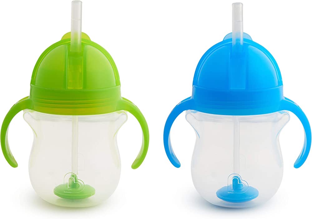 Amazon.com: Munchkin® Any Angle™ Weighted Straw Trainer Cup with Click Lock™ Lid, 7 Ounce, 2 Count (Pack of 1), Blue/Green : Home & Kitchen