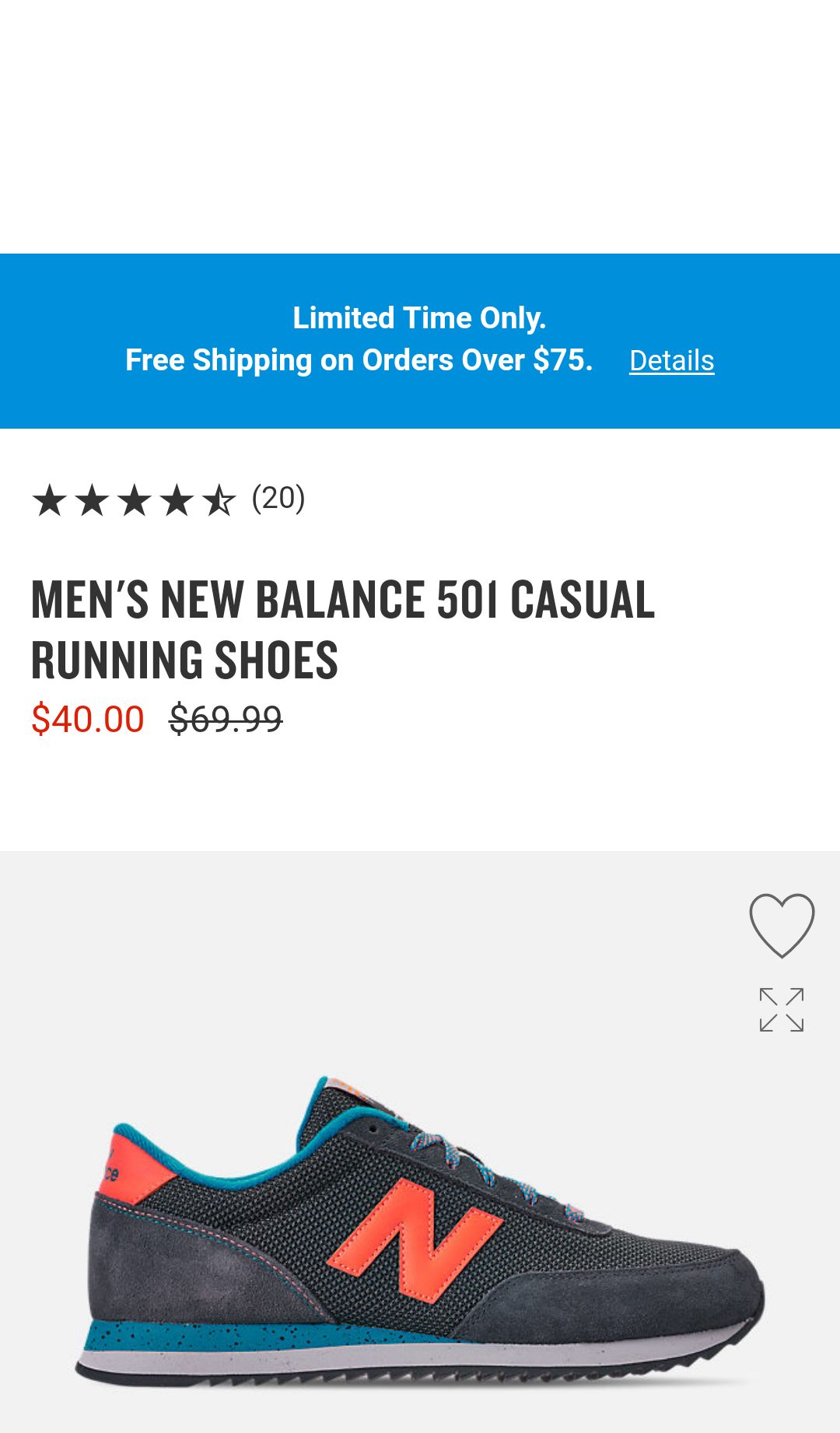 Men's New Balance 501休闲跑步鞋