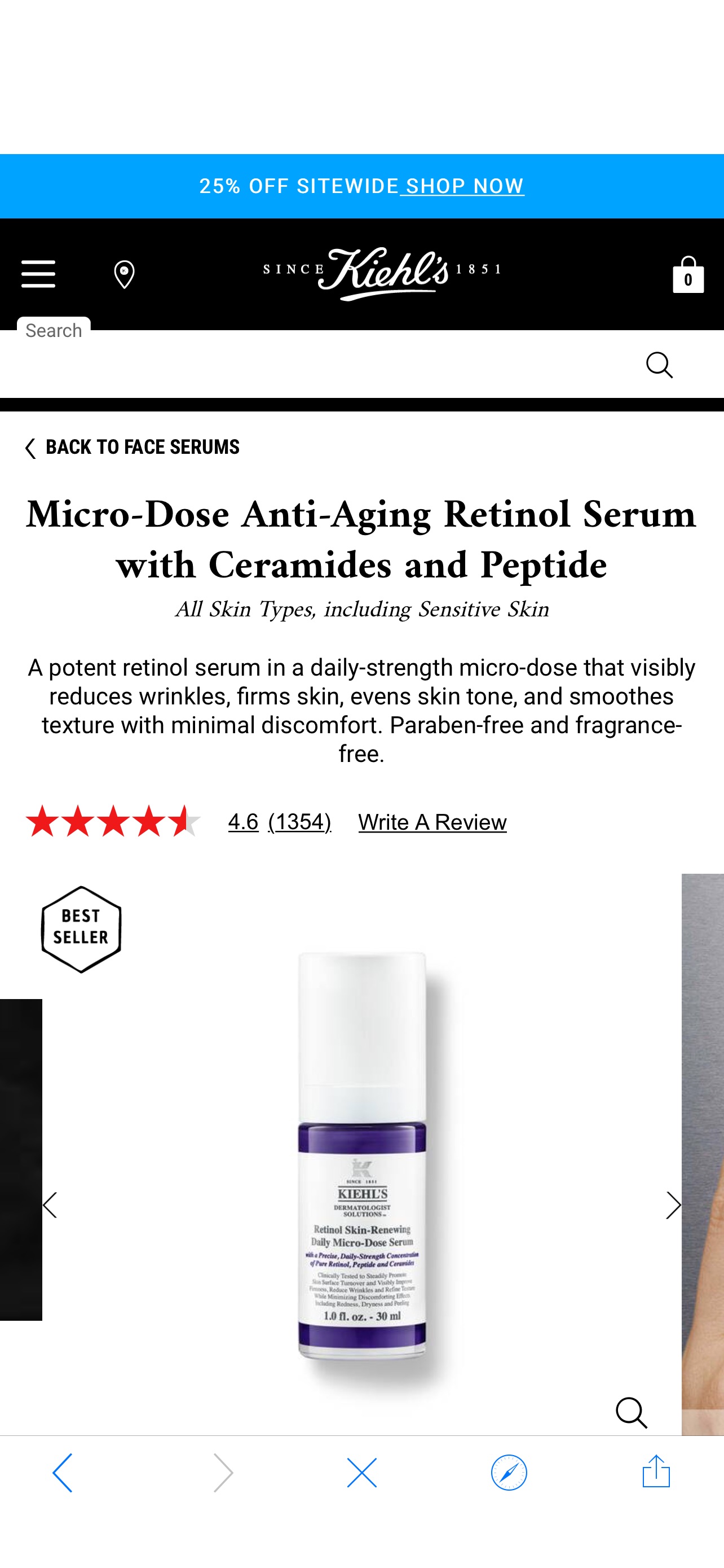 Micro-Dose Anti-Aging Retinol Serum with Ceramides and Peptide – Kiehl’s