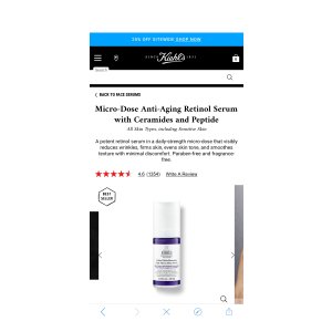 $46.5 Micro-Dose Anti-Aging Retinol Serum with Ceramides and Peptide – Kiehl’s