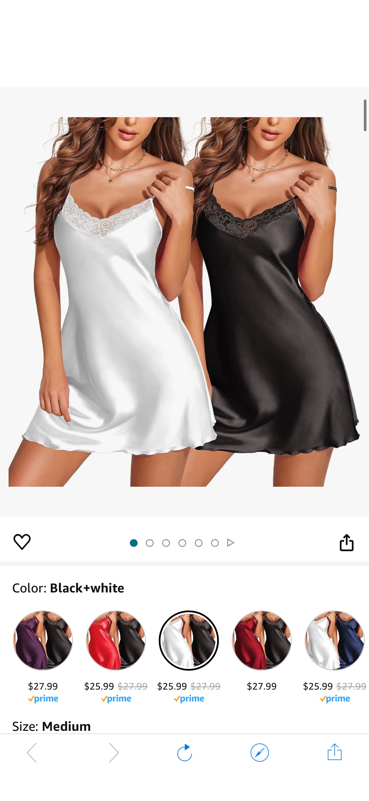 Ekouaer 2 Pack Nightgowns for Women Sexy Lingerie Lace Chemise Satin Slip Silk Negligee V-Neck Sleepwear Bridal Babydoll $12.xx 2 Pack Satin Nightgowns 
Clip coupon and use code OXT5FGJV