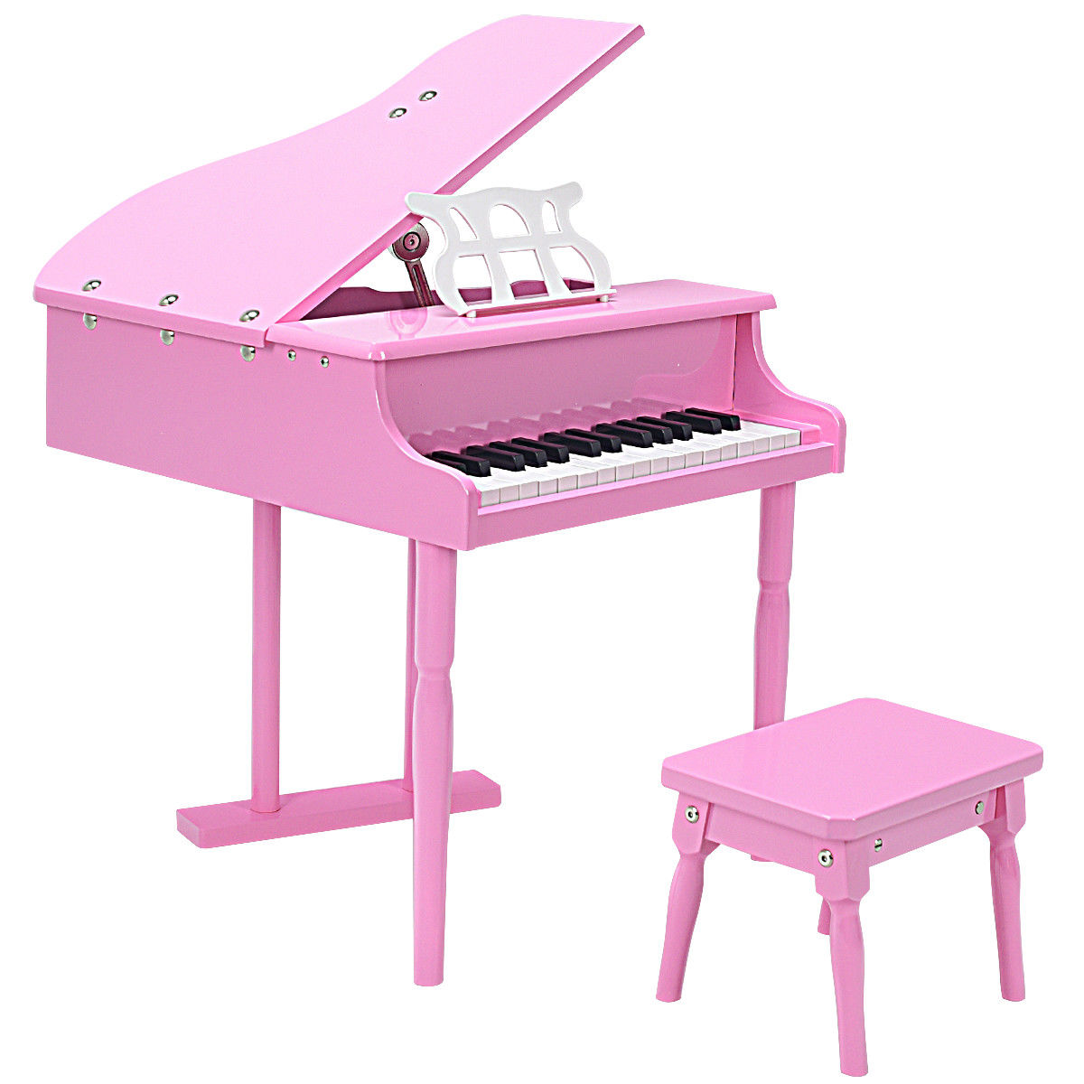 Costway Childs 30 key Toy Grand Baby Piano w/ Kids Bench Wood Pink New - Walmart.com钢琴