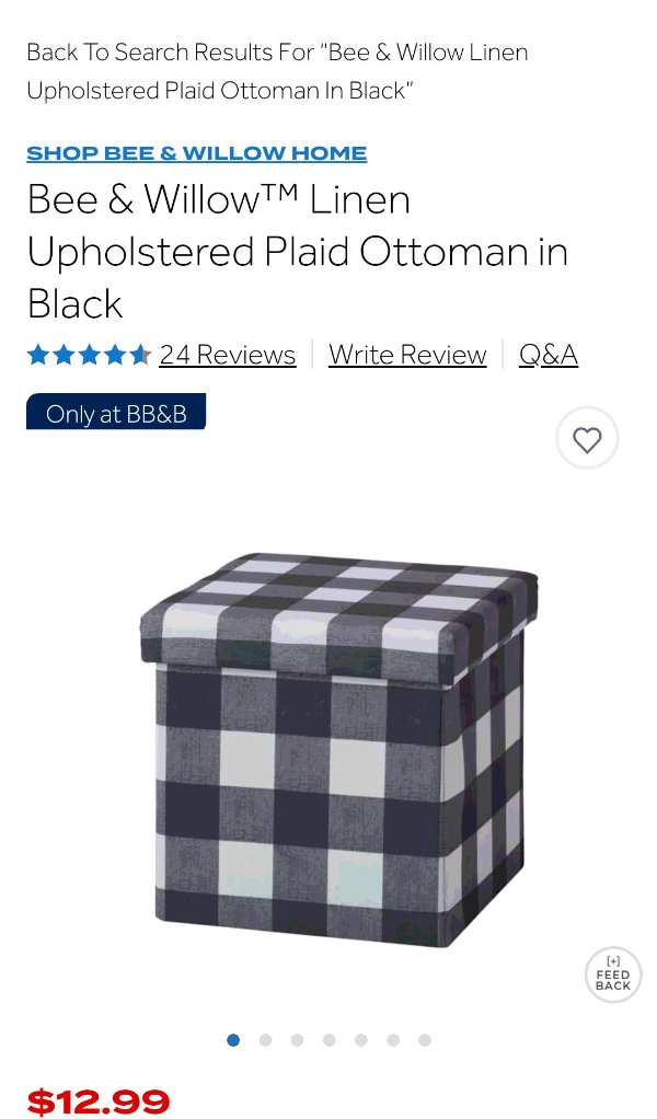 Bee & Willow™ Linen Upholstered Plaid Ottoman | Bed Bath & Beyond