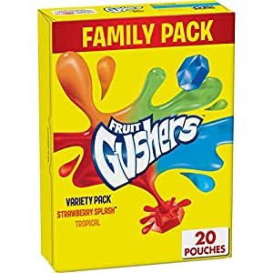 Gushers Fruit Flavored Snacks, Variety Pack, Strawberry and Tropical, 20 ct