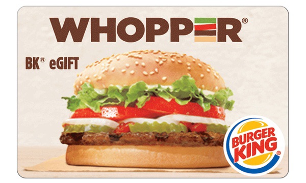 $10 Burger King eGift Card (50% Off) 半折礼卡